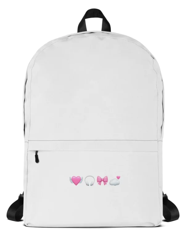 minimalist white backpack with pink aesthetic emojis girlhood by lucys print shop 4 minimalist white backpack with pink aesthetic emojis girlhood by lucys print shop