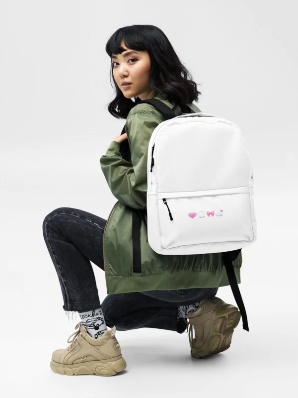 minimalist white backpack with pink aesthetic emojis girlhood by lucys print shop 7 minimalist white backpack with pink aesthetic emojis girlhood by lucys print shop