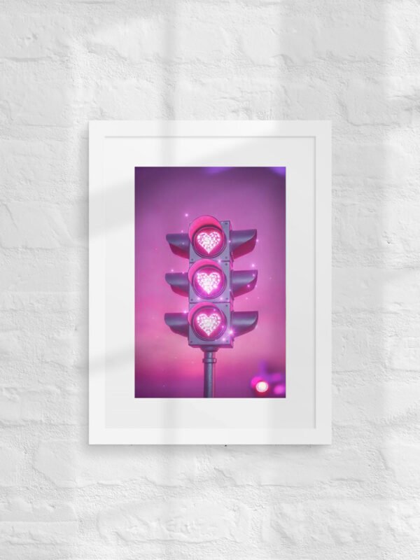heart shaped traffic lights pink aesthetic framed poster heart shaped traffic lights pink aesthetic framed poster