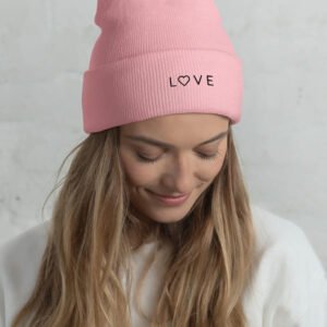 pink aesthetic beanie love by lucys print shop