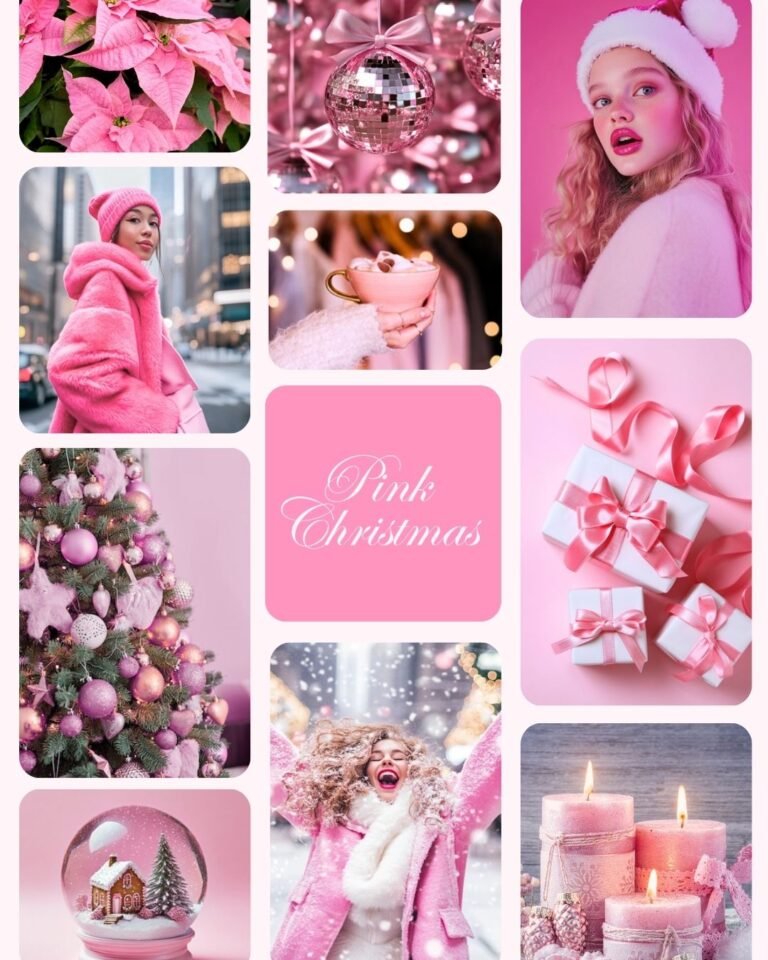 pink christmas mood boards canva templates pinterest aesthetic 4