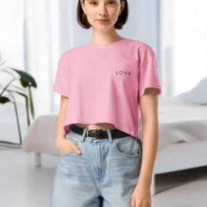 'LOVE' Pink Cropped Top