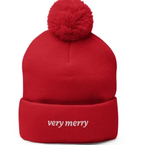 'Very Merry' Pom-Pom Beanie Aesthetic by Lucy Love Shop