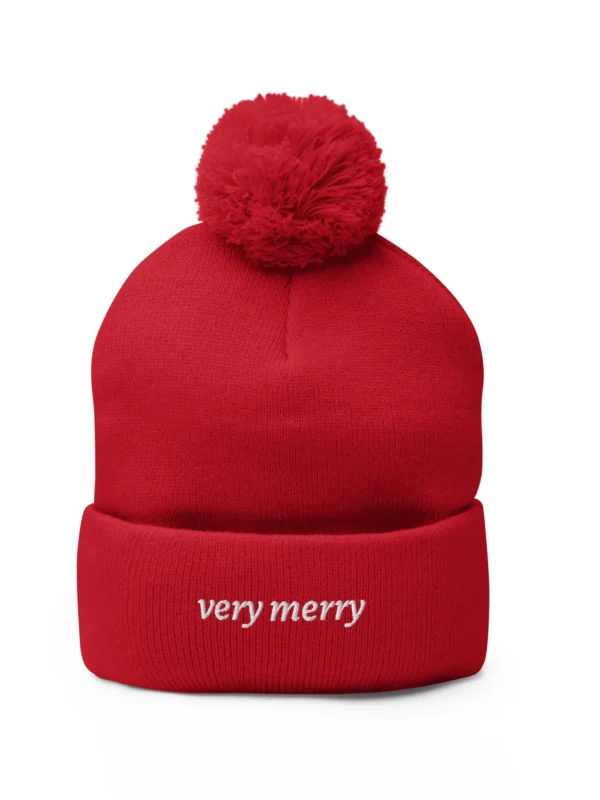 'Very Merry' Pom-Pom Beanie Aesthetic by Lucy Love Shop 'Very Merry' Pom-Pom Beanie Aesthetic by Lucy Love Shop