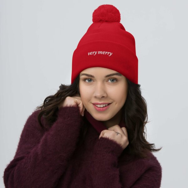 'Very Merry' Pom-Pom Beanie Aesthetic by Lucy Love Shop 'Very Merry' Pom-Pom Beanie Aesthetic by Lucy Love Shop